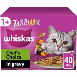 whiskas Tasty Mix 1+Chef´s Choice in Gravy 40x85g Pouches, Adult Cat Food
