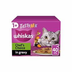 whiskas Tasty Mix 1+ChefÂ´s Choice in Gravy 40x85g Pouches, Adult Cat Food