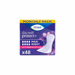 TENA Discreet Maxi Night, Incontinence Pads for Women, Specifically Designed for Night Time Protection with Wider Back and Ex ...