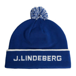 J.Lindeberg Mens Stripe Jacquard Warm Golf Beanie Bobble Hat - One Size, Sodalite Blue