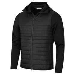 J.Lindeberg Mens Martino Quilt Hybrid Hooded Stretch Golf Jacket - L, Black