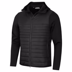 J.Lindeberg Mens Martino Quilt Hybrid Hooded Stretch Golf Jacket - M, Black