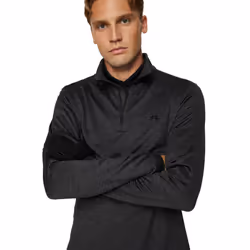 J.Lindeberg Mens Destry Zip Mid Layer Breathable Golf Sweater - XL, Black Melange