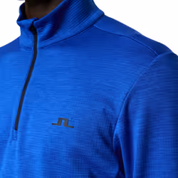J.Lindeberg Mens Destry Zip Mid Layer Breathable Golf Sweater - M, Club Blue Melange