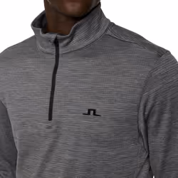 J.Lindeberg Mens Destry Zip Mid Layer Breathable Golf Sweater - M, Dark Grey Melange