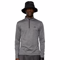 J.Lindeberg Mens Destry Zip Mid Layer Breathable Golf Sweater - M, Dark Grey Melange