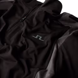 J.Lindeberg Mens Lukas Quarter Zip Mid Layer Soft Golf Sweater - L, Black