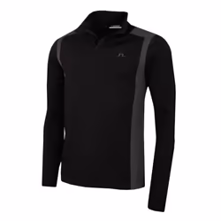 J.Lindeberg Mens Lukas Quarter Zip Mid Layer Soft Golf Sweater - XL, Black