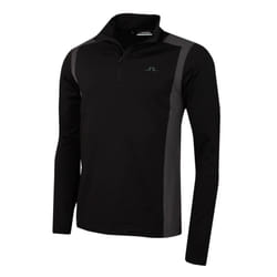 J.Lindeberg Mens Lukas Quarter Zip Mid Layer Soft Golf Sweater - XL, Black