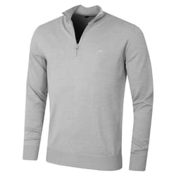 J.Lindeberg Mens Merino Blend Turtleneck 1/2 Zip Golf Sweater - M, Grey Melange