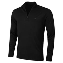 J.Lindeberg Mens Merino Blend Turtleneck 1/2 Zip Golf Sweater - M, Black