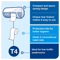 Soft Conventional Toilet Paper Roll White T4, Premium, 3-ply, 8 x 250 sheets, 110316