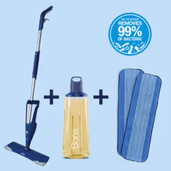 Premium Spray Mop Kit for Oiled Wood Floors, Bona Floor Mops for Cleaning Floors, Incl. 1x Bona Oiled Wood Floor Cleaner Liquid Cartridge 850ml and 2x