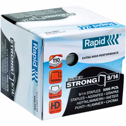 Rapid 24871500 9/12 Super Strong Staples, 12 mm Leg Length, Hard Steel Wire, 90 Sheets, Pack of 5000