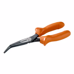 Bahco Snipe nose pliers, bent tip, insulated handles, 1.62 cm, 7.3 cm, 8.5 mm, Steel, Plastic, Orange