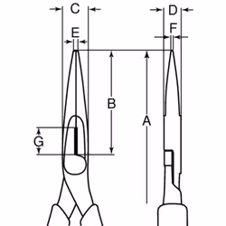 Bahco Snipe nose pliers, long,Hard steel wire