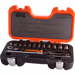 Bahco S160AF BHS160AF Socket Set, Multi-Colour, 1/4-Inch
