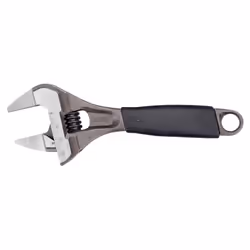 Bahco BAH9031RTUS Ergo Big-Mouth Adjustable Wrench Thin Jaw Wide Mouth with Rubber Handle - 8 Inch - Black Phosphate Finish