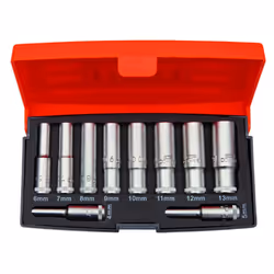 Bahco S0810L Deep Socket Set, Multi-Colour, Set of 10 Pieces