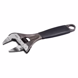 Bahco BAH9029RTUS Ergo Big-Mouth Adjustable Wrench Thin Jaw Wide Mouth with Rubber Handle - 6 Inch - Black Phosphate Finish