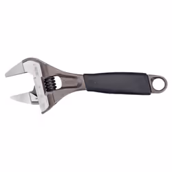 Bahco BAH9029RTUS Ergo Big-Mouth Adjustable Wrench Thin Jaw Wide Mouth with Rubber Handle - 6 Inch - Black Phosphate Finish