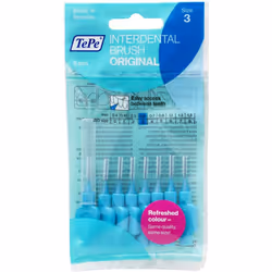TEPE INTERDENTAL BRUSHES 0.6MM BLUE - 1 PACKETS OF 8 (8 BRUSHES)