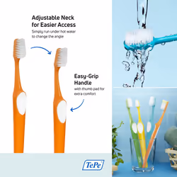 TEPE Supreme Compact Toothbrush  Soft Bristle Toothbrush  Tapered Brush Head for Sensitive Teeth and Gum Care  Adult  1 Pack