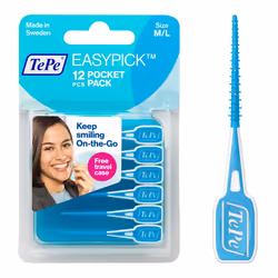 TEPE Dental Floss Picks Tooth Picks Flossers Floss Sticks EasyPicks M/L Blue 12 Pk