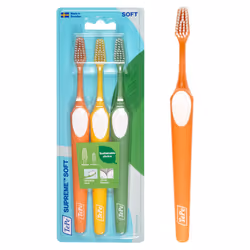 TEPE Supreme Toothbrush Soft Bristle Toothbrush Tapered Brush Head for Sensitive Teeth and Gum Care Adult 3 Pack