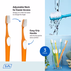 TEPE Supreme Toothbrush  Soft Bristle Toothbrush  Tapered Brush Head for Sensitive Teeth and Gum Care  Adult  3 Pack