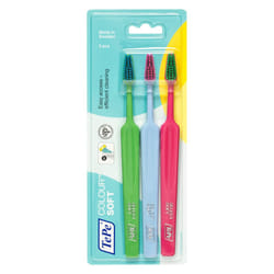 Colour Toothbrush, Soft, Mixed Pack, 3pcs, Soft Bristle Toothbrush with Precise and Gentle Cleaning, Soft Toothbrush for Adults and Older Children