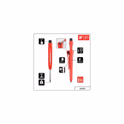 Professional deep hole marker set incl. 10 refills (red, yellow & graphite) & sharpener I I Dry marker & dispenser with non-slip clip I Carpenter's - Additional view 4