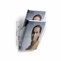 Literature holder in a modern design for displaying and presenting A5 format information. Includes 2 A5 portrait compartments ...