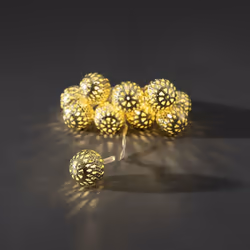 Konstsmide Light set small gold metal balls, Light decoration chain, Gold, Metal, Plastic, Polyvinyl chloride (PVC), IP20, 10 ...