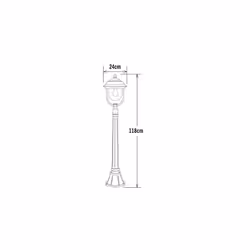 Konstsmide Outdoor Lights/Parma Post Outdoor Light/1 x 75 W E27 Max Bollard/Clear Acrylic Globe/Aluminium/IP43/Outside Light Matt Black