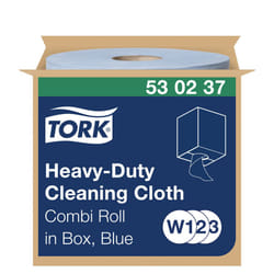 Tork 530237 Heavy-Duty Cleaning Cloth / 1 Ply Multipurpose Disposable Cotton Towel Suitable for W1, W2 and W3 Wipers Systems / Blue / 1 x 106.4m / ?