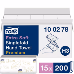 Tork Extra Soft Singlefold Hand Towels 100278 - H3 Premium Folded Paper Towels with High-Absorbency - 2-Ply, White - 15 x 200 ...