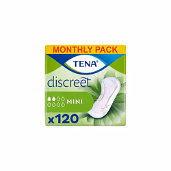 TENA Lady Discreet Mini Towels, for Light Bladder Weakness, Monthly Pack of 120 Incontinence Pads for Women