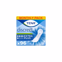 TENA Lady Extra Plus Towels, for Moderate to Heavy Bladder Weakness, Monthly Pack of 96 Incontinence Pads for Women