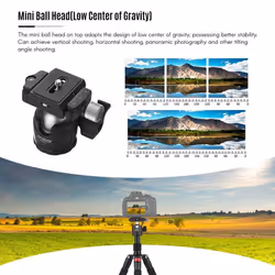 K521 Portable 5-section Extendable Aluminum Alloy Tripod with Mini Ball Head Low Center of