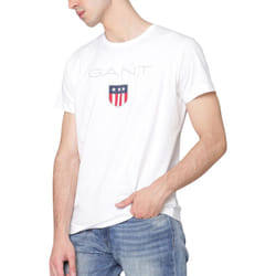 Gant Mens T Shirt Original Shield Crew Neck Pullover Soft Cotton Summer Tee - White, XL
