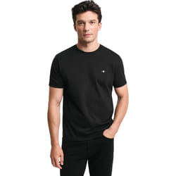 Gant Mens Crew Regular Fit Short Sleeve T-Shirts - Black, S