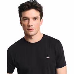 Gant Mens Crew Regular Fit Short Sleeve T-Shirts - Black, S