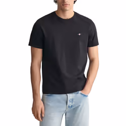 Gant Mens T Shirts Shield Cotton Summer Casual Tee - Black, M