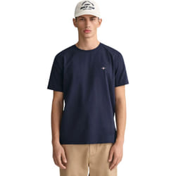 Gant Mens Crew Regular Fit Short Sleeve T-Shirts - Navy, S