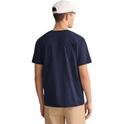 Gant Mens Crew Regular Fit Short Sleeve T-Shirts - Navy, S - Additional view 4