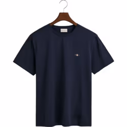 Gant Mens Crew Regular Fit Short Sleeve T-Shirts - Navy, S - Additional view 5