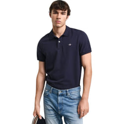 Gant Mens Regular Fit Short Sleeve Shield Pique Polo - EVENING BLUE, S
