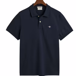 Gant Mens Regular Fit Short Sleeve Shield Pique Polo - EVENING BLUE, S