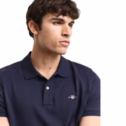 Gant Mens Regular Fit Short Sleeve Shield Pique Polo - EVENING BLUE, S